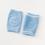 protège genoux bébé coton acrylique unisexe bleu clair jaune rose gris vert smiley brodés