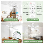 ventilateur moderne blanc lampe e27 télécommande led variable cuisine chambre