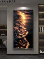 tableau moderne vague lumineuse cadre mural éclairage led noir bleu doré fixé mur appliques