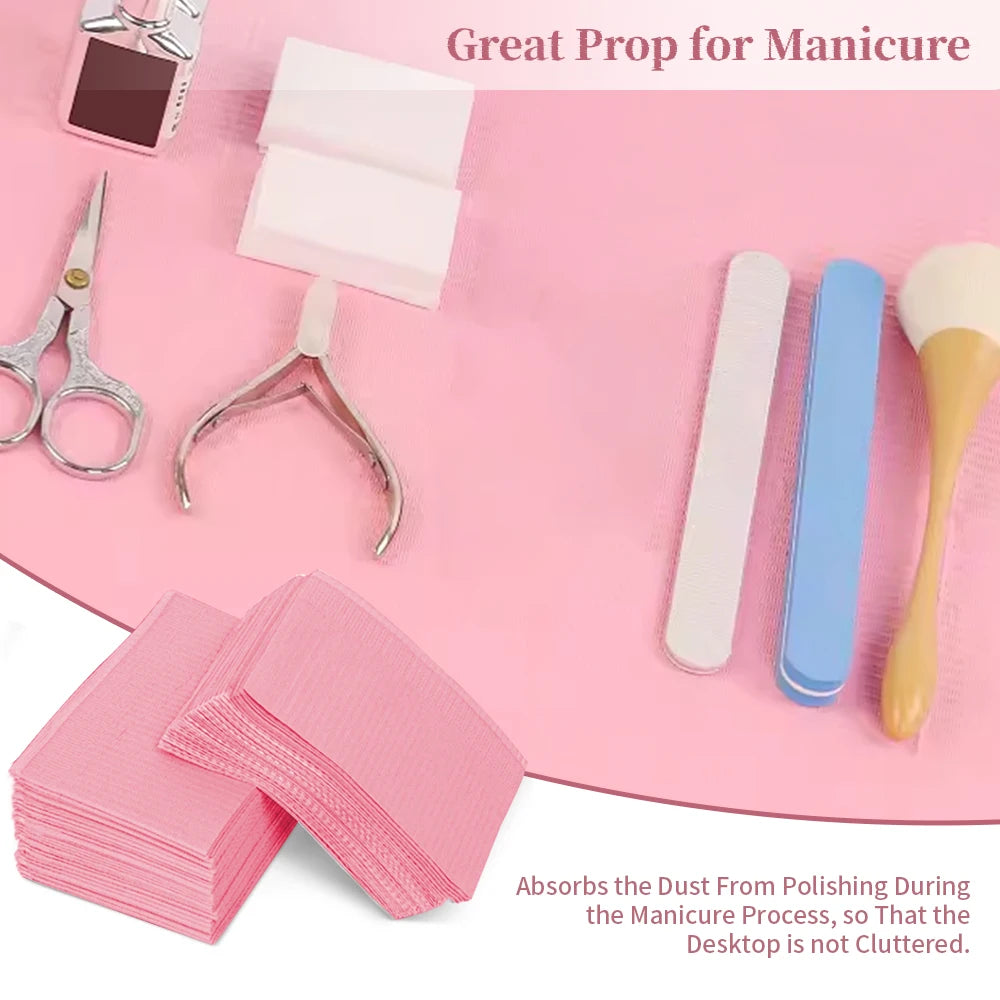 serviettes jetables rose violet blanc rayées modernes manucure outils scies taille grande
