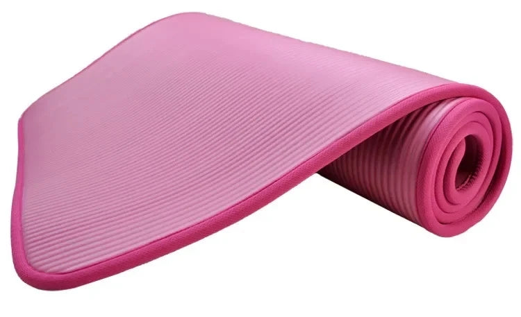 tapis yoga épais 10mm antidérapant absorbant sueur poignée moderne noir rouge rayures horizontales