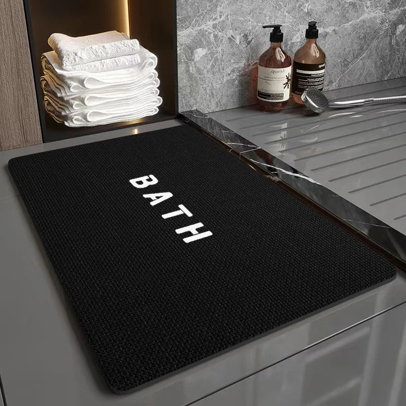 tapis bain caoutchouc gris clair texture tissée moderne adhésif 60x40cm 80x50cm absorbant