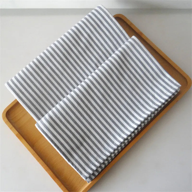 serviettes table coton rayures gris clair blanc absorption rapide séchage rapide moderne cuisine utilisation
