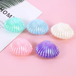 boîtes dragées forme coquillage violet vert rose blanc rayures horizontales moderne festives anniversaire dragées