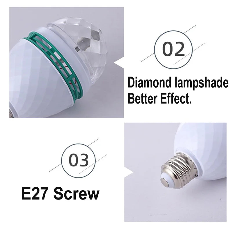 ampoule led multicolore effet scène diamant moderne interrupteur mural vis e27 disco ktv dj