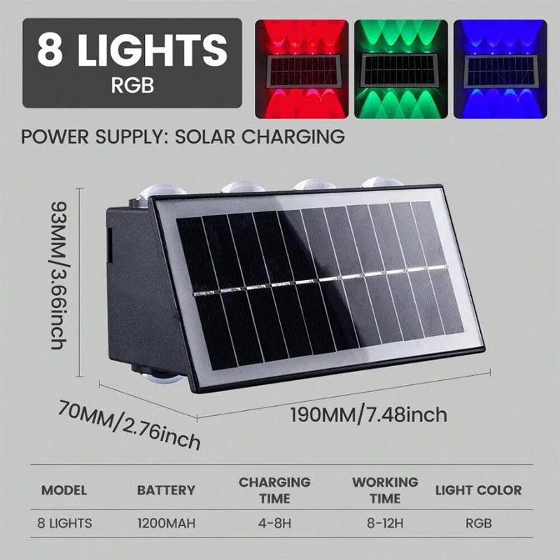 lampe murale solaire led moderne éclairage extérieur balcon jardin ip65 étancheRGBOpaque