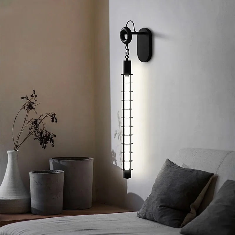 Luminaire mural LED moderne tube suspendu noir blanc chaud industriel moderne
