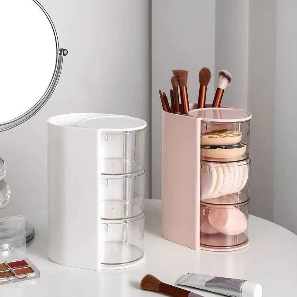 organisateur maquillage tiroirs transparent rose blanc bijoux pinceaux rouges lèvres accessoires cosmétiques rangement féminin