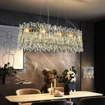 lustre moderne élégant cristal transparent doré salon chambre restaurant