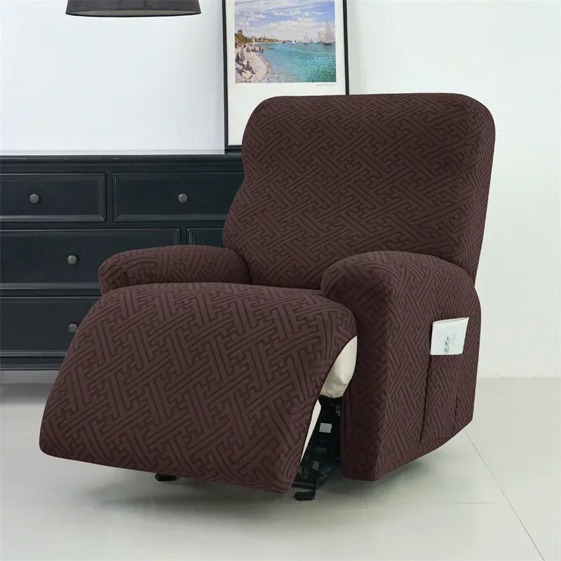 housse canapé inclinable gris jacquard moderne extensible poches fauteuil salon maison