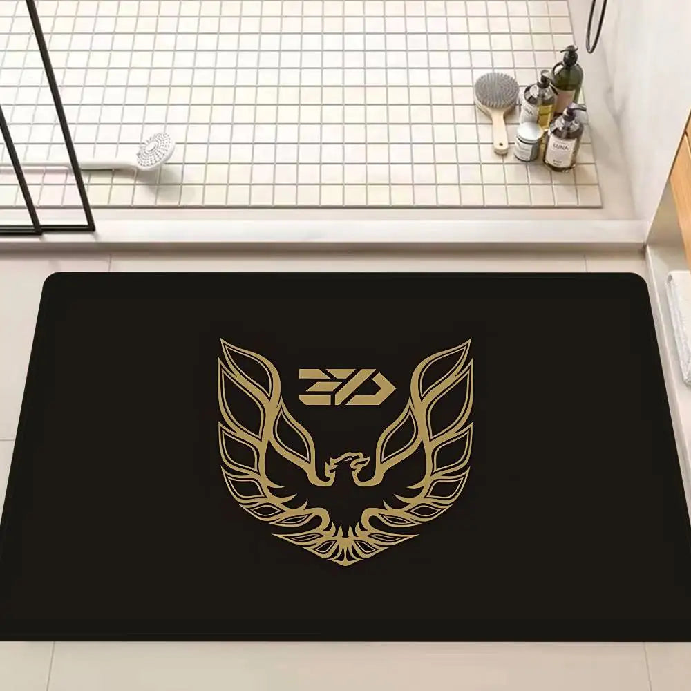 tapis moderne noir phoenix antidérapant graphique passepartout salon chambre 60x90cm