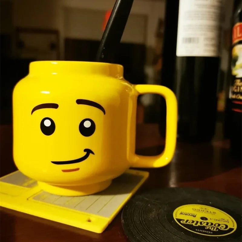 tasse dessin animé sourire jaune poignée creative cartoon cadeau enfant