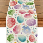 table pâques lapins fleurs happy easter multicolore rectangulaire festive imperméable polyester déco festive