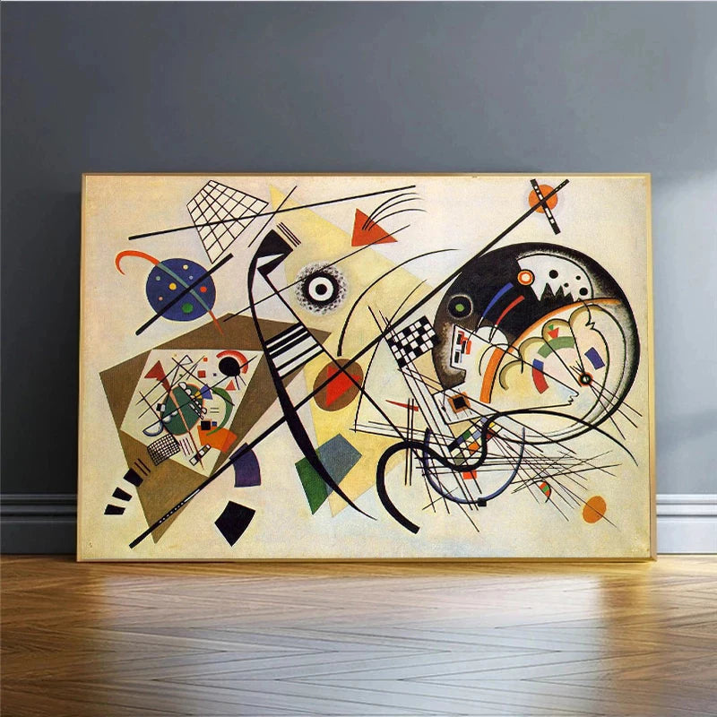 toile d'art abstrait impressionniste composition géométrique forme organique couleur variée sans cadre emballage soigné
