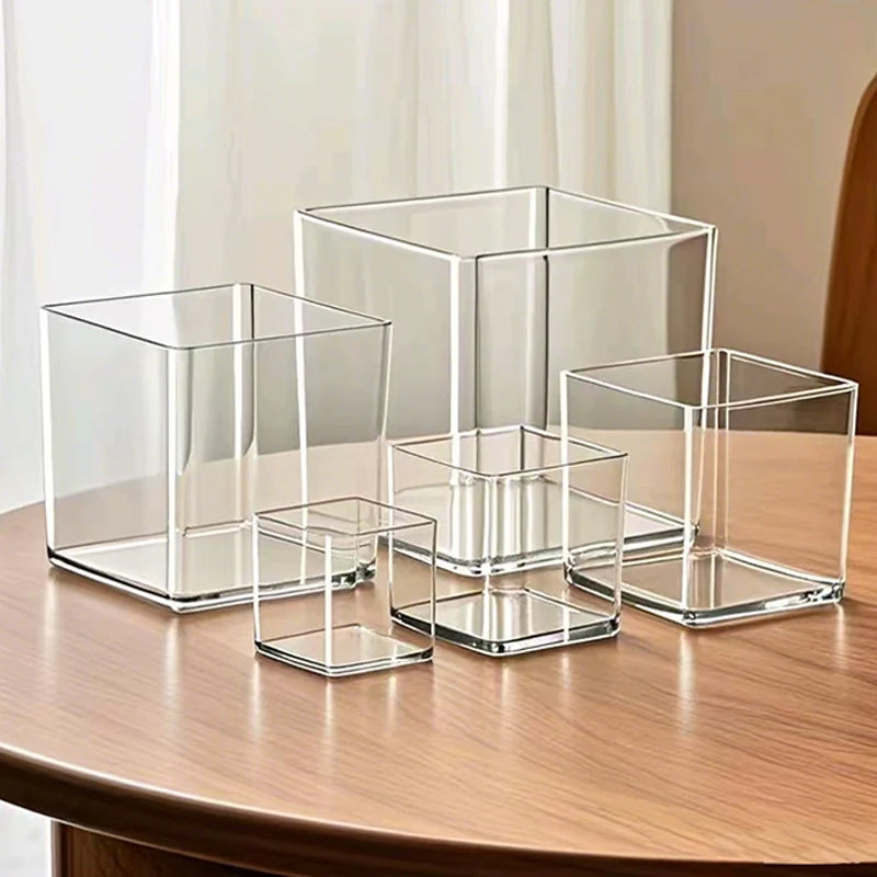 boîtes rangement transparentes cubes minimalistes 6cm 8cm 10cm 12cm 15cm