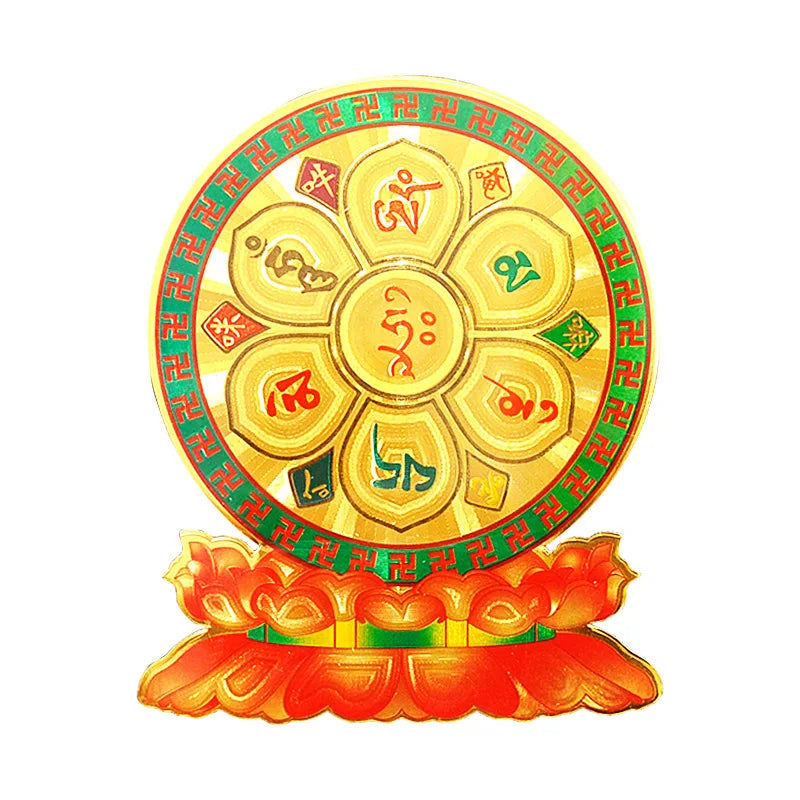 décoration murale feng shui symboles religieux or vert rouge adhésif traditionnelle sécurite bénédiction chambre