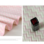 tapis bébé rose bleu zigzag blanc anti urine réutilisable coton moderne doux chambre bébé
