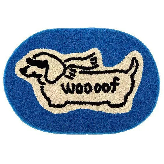 tapis marron clair chien dooog rayures horizontales polyester antidérapant intérieur extérieur