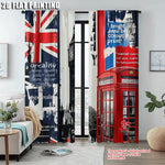 rideaux drapeaux britanniques union jack cabine téléphonique big ben deux pièces polyester moderne