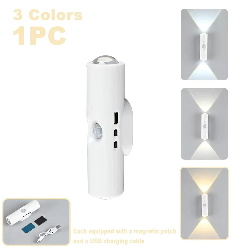 lampe murale led détecteur mouvement blanc moderne adhésif prise usb tactile 10cm 3cm