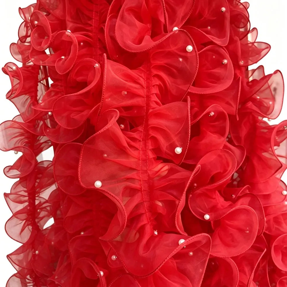 ruban franges dentelle noir blanc rose orange rouge élégant festif 11cm