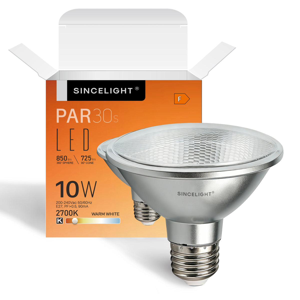 Ampoule LED PAR30s 10W E27 6000K grille hexagonale moderne 850 lumens 15000h