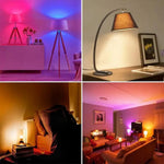 ampoule led transparente moderne base e27 multicolore blanc rouge vert bleu télécommande flux lumineux