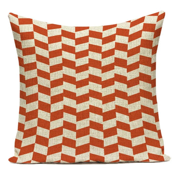 housse coussin carrée rayures horizontales géométriques rouge bleu beige décorative salon canapé maison