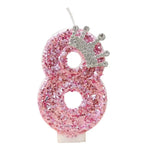 bougies anniversaire numérotées rose pâle brillantes décoratives festives filles couronne pailletée adhésif