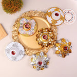 support lampe ornemental baroque or argent rouge ornements floraux motifs géométriques opaques