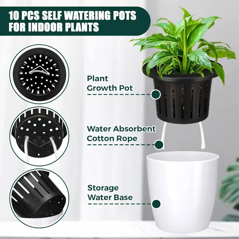 pots fleurs plastique blanc noir modernes auto arrosants hydroponiques succulentes decoration maison