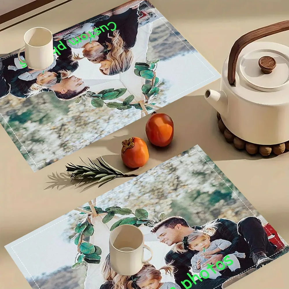set table personnalisable photo famille motifs floraux blanc orange noël halloween modernes 30x40cm