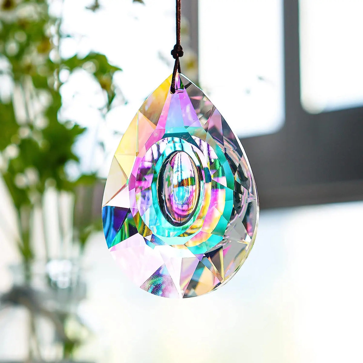 cristal décoratif transparent multicolore facettes géométriques cordelette décoration mariage maison