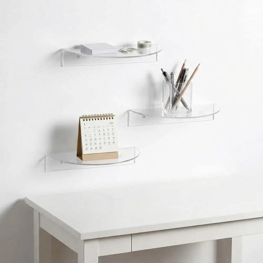 présentoir mural transparent moderne étagères clips fixation sans motif minimaliste deco salon invisible