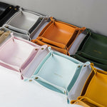 plateau rangement pliable simili cuir moderne rouge noir beige rose gris vert orange bleu