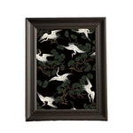 Cadre décoratif résine oiseaux blancs fond noir rouge branches vertes classique chambre maison
