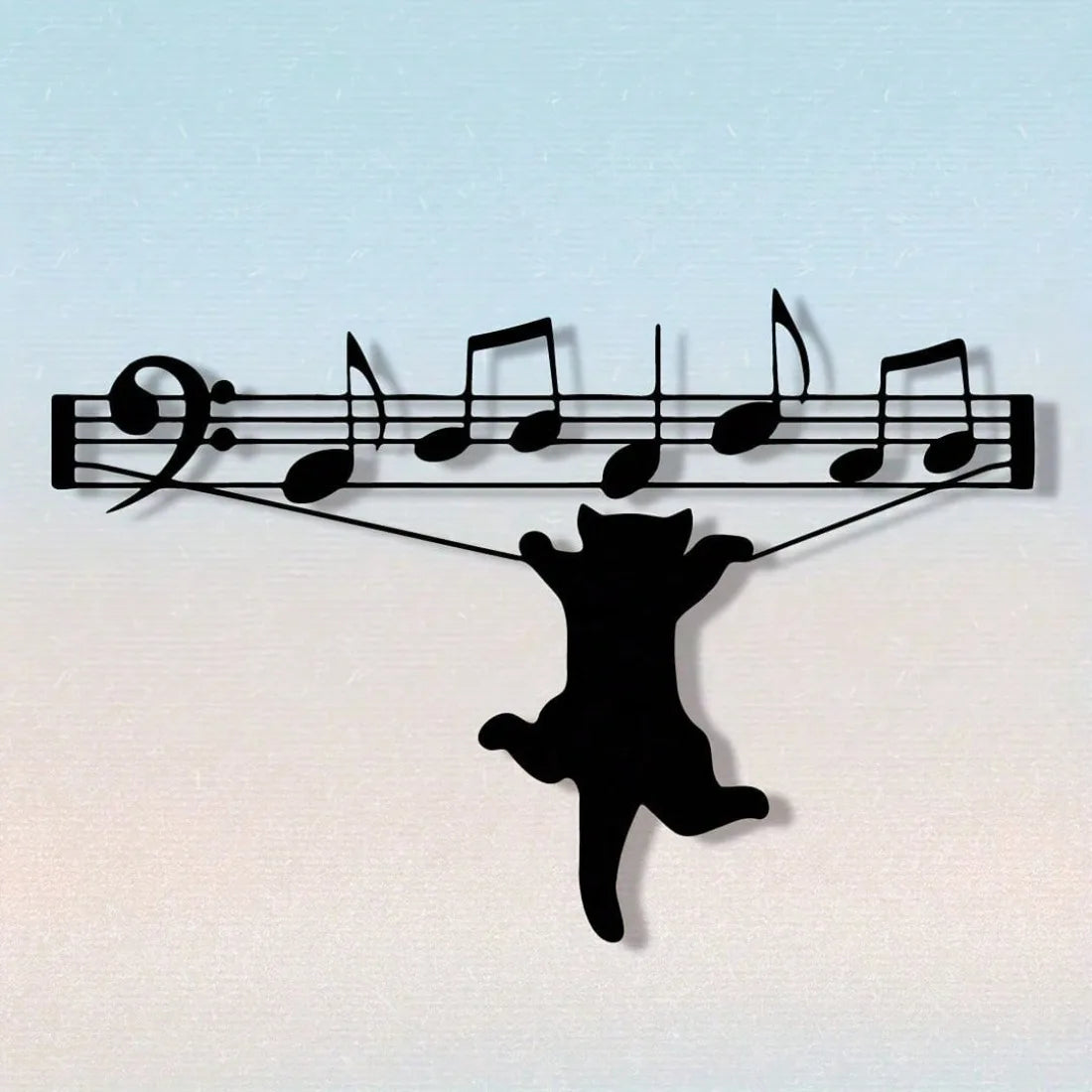 décoration murale contemporaine silhouette chat noir notes musique métal opacité chambre