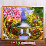 broderie paysage fleurs feuilles multicolore artisanal toile coton fil aiguille guide couleurs échantillons