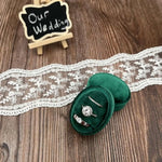boîte bijoux velours classique blanc vert foncé deux trois compartiments élégante rangement anneaux