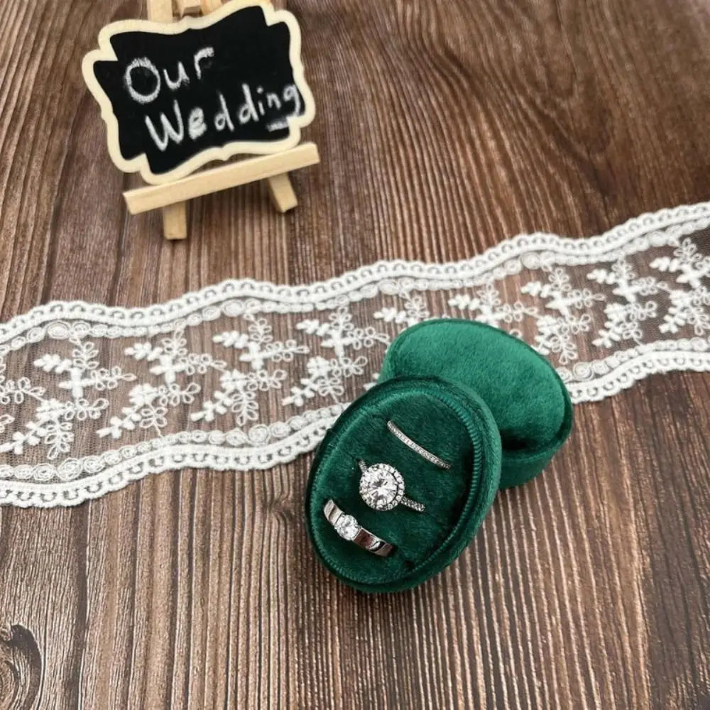 boîte bijoux velours classique blanc vert foncé deux trois compartiments élégante rangement anneaux