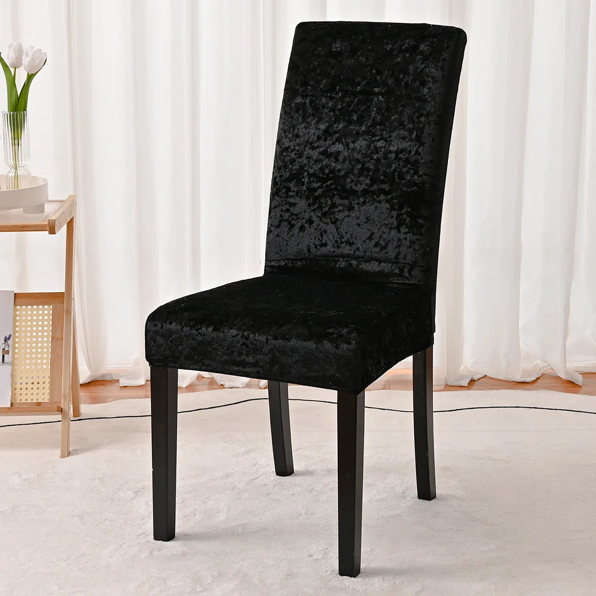 housses chaise velours moderne beige gris blanc élastiques amovibles extérieur fauteuil polyester spandex