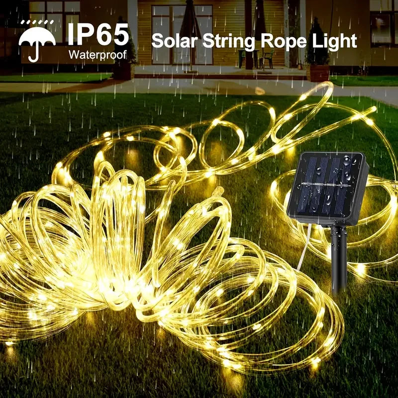 guirlande lumineuse led solaire blanc chaud moderne modes ip65 autoinstallationextérieur