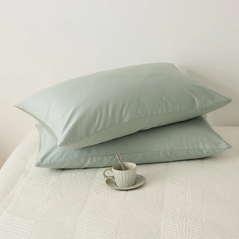 taies d'oreiller coton égyptien gris uni haute qualité maison 48x74cm respectueux environnement