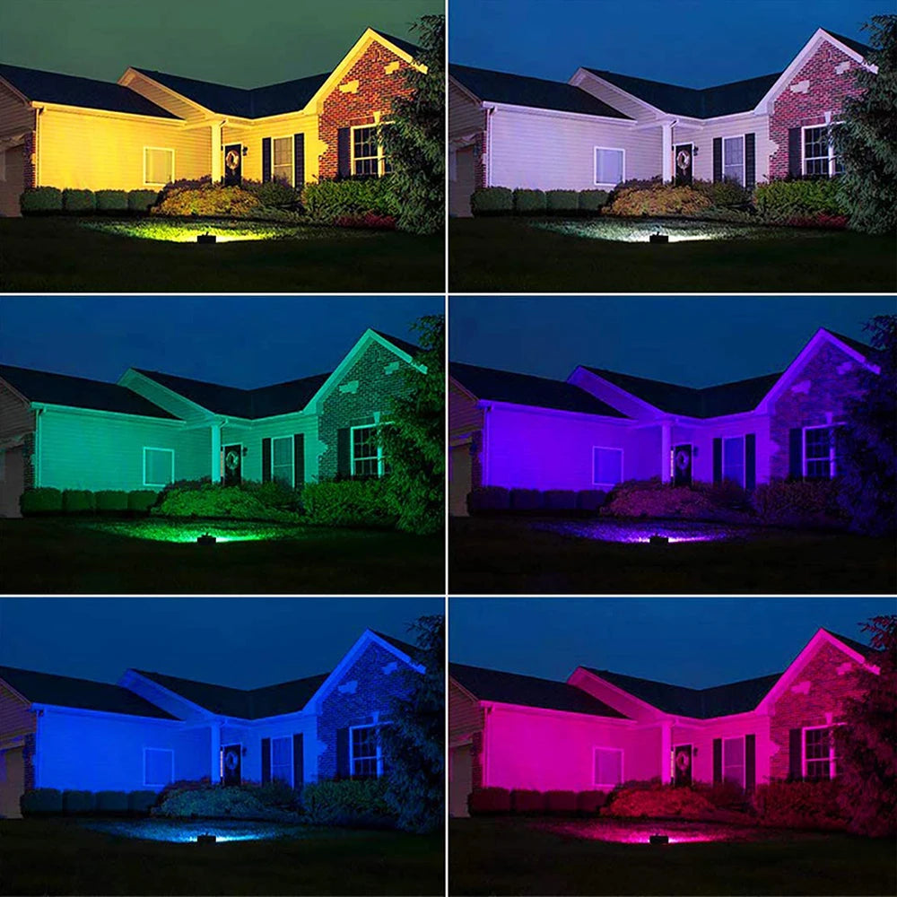 projecteur led rgb noir blanc moderne ip68 waterproof télécommande mise valeur