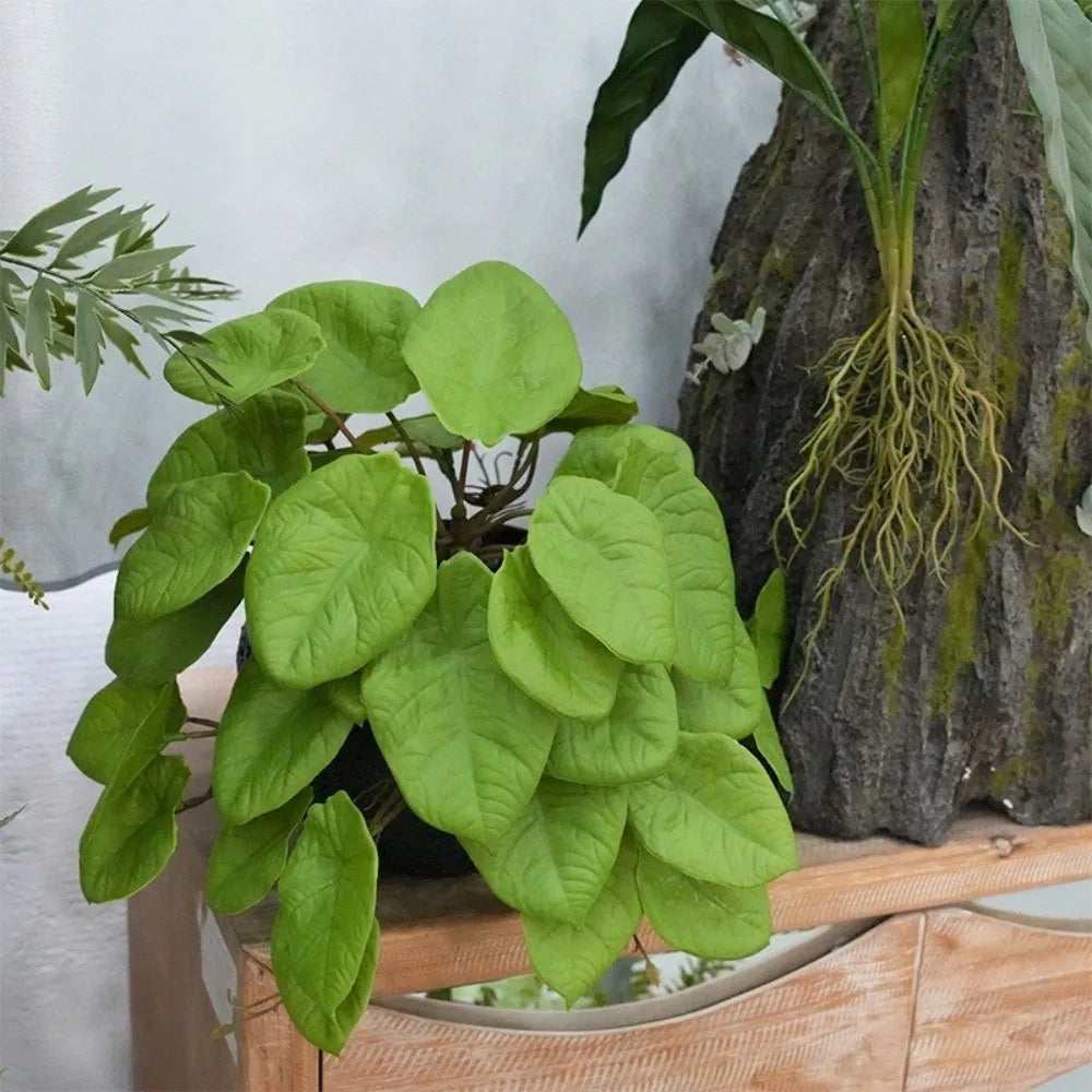 plantes artificielles décoration feuilles vertes naturelles intérieures bonsaï pots osier métal