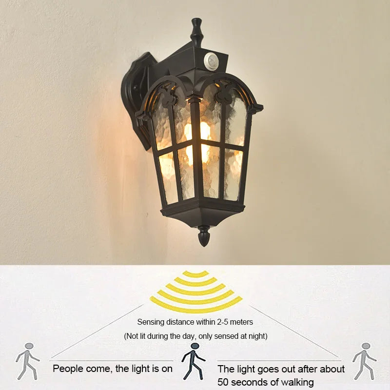 lampe murale classique verre texturé noir ip65 led éclairage commercial fixations murales haute qualité