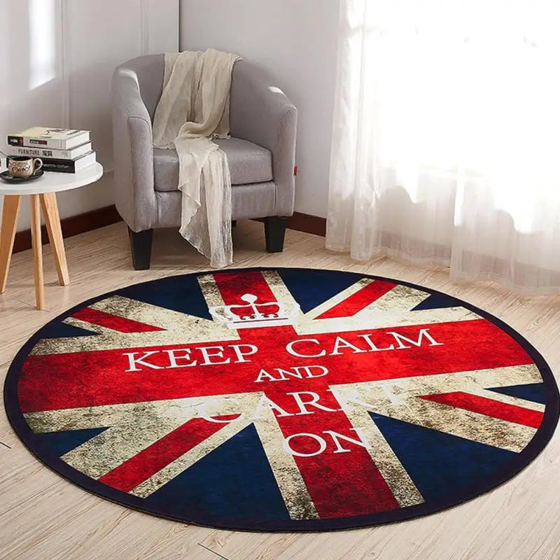 tapis rond décoratif enfant motif étoile bleu rouge doux antidérapant chambre salon maison