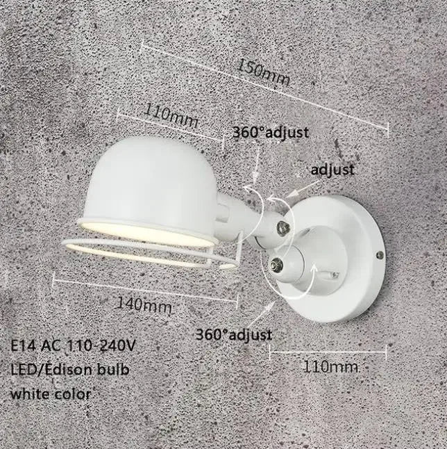 lampe murale articulée industrielle moderne vert gris blanc rouge noir opacité LED Edison