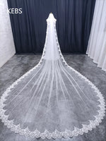 voile mariée blanc dentelle motifs floraux bord appliqué clips métalliques classique élégant translucide occasion