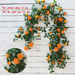 guirlande fleurs artificielles roses feuilles vertes extérieur accrochage naturelle rustique